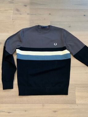 Fred Perry chest stripe cotton sweater Medium